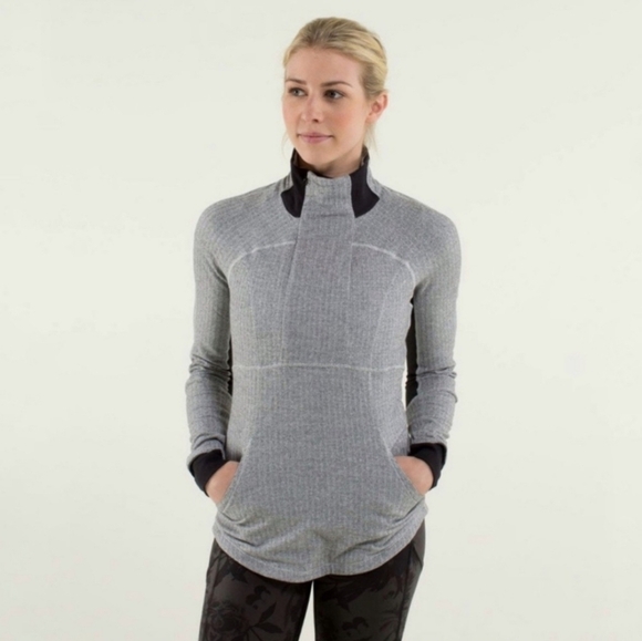 Lululemon Base Runner 1/2 Zip Heathered Herringbone Jacket Size 12 - Picture 1 of 13